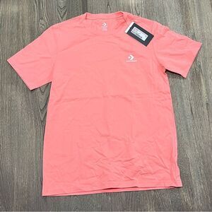 NWT Converse Go-To Embroidered Star Chevron T-Shirt Crewneck Lawn Flamingo XS